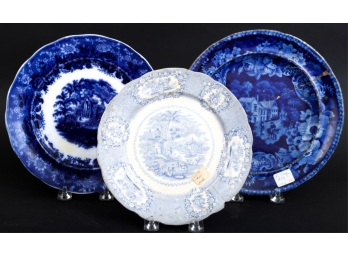 (3) PIECES OF BLUE AND WHITE TRANSFERWARE
