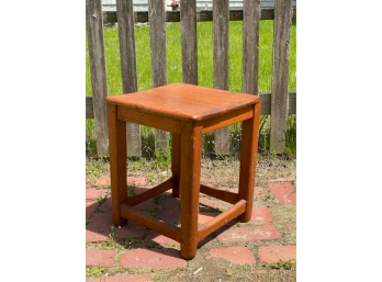 LOW PINE STOOL with STRETCHER BASE