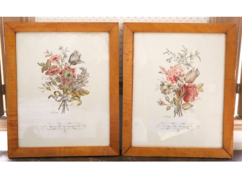 PAIR OF BOTANICAL PRINTS PRESENTED IN MAPLE FRAMES