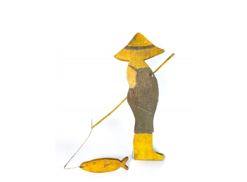 CUT AND PAINTED WOODEN FISHERBOY
