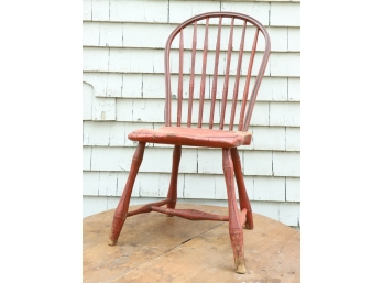 BOW BACK WINDSOR SIDE CHAIR in RED & BLACK PAINT