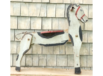 CHILD'S CARVED and PAINTED WOODEN HORSE SWING