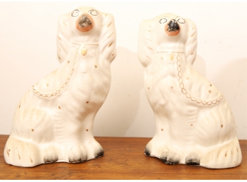 PAIR OF STAFFORDSHIRE DOGS (19th c)