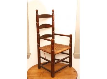 (18th c) CHILD'S LADDER BACK CHAIR with RUSH SEAT