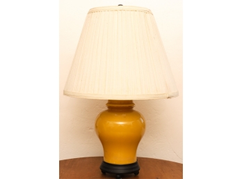 OVOID GLASS TABLE LAMP REVERSE PAINTED in YELLOW