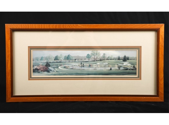 NICELY FRAMED COLOR PRINT of a GOLF COURSE