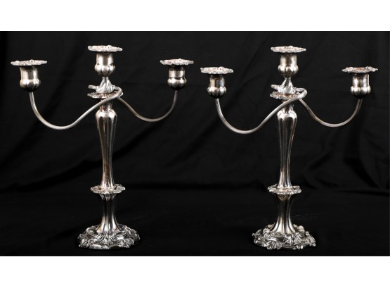 IMPRESSIVE PAIR OF SILVER PLATED CANDELABRUM