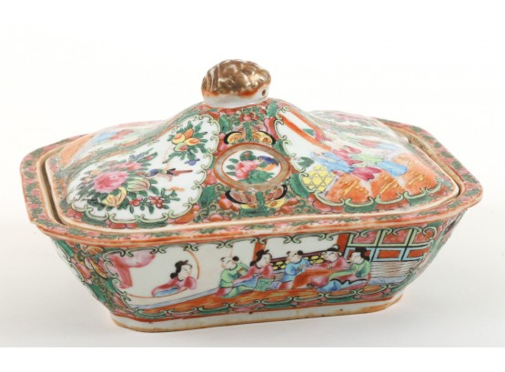 (19th c) CHINESE ROSE MEDALLION COVERED DISH