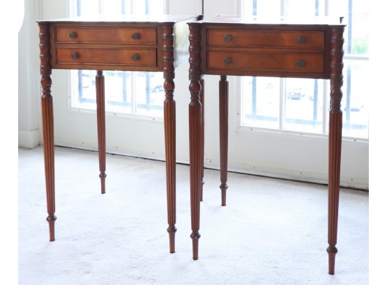 (Early 20th c) PAIR OF MAHOGANY TURRET TOP STANDS