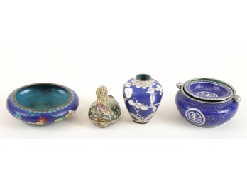 (4) PIECES OF CLOISONNE INCLUDING