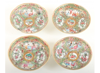 (4) EARLY (19th c) ROSE MEDALLION DISHED PLATES