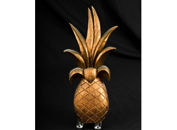 CARVED and PAINTED WOODEN HOSPITALITY PINEAPPLE
