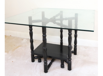 FAR EAST INDIAN INSPIRED GLASS TOP COFFEE TABLE