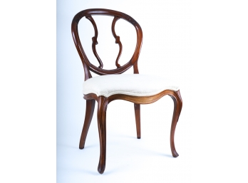 ASIAN INSPIRED UPHOLSTERED MAHOGANY SIDE CHAIR