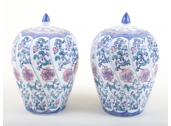 PAIR OF (20th c) CHINESE PORCELAIN URNS