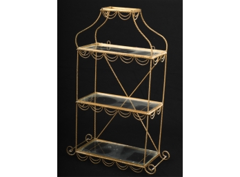 (4) TIER BRASS DISPLAY STAND with GLASS SHELVES