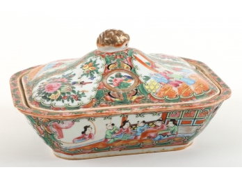 (19th c) CHINESE ROSE MEDALLION COVERED DISH