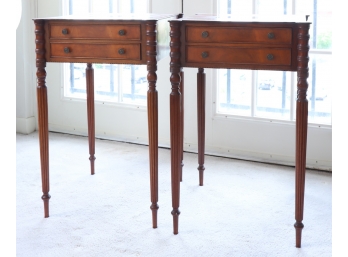 (Early 20th c) PAIR OF MAHOGANY TURRET TOP STANDS
