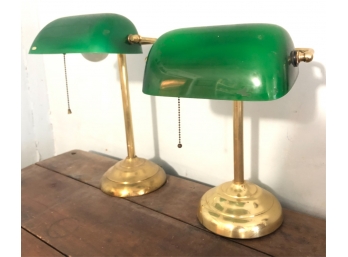 (2) BRASS BANKERS LAMPS