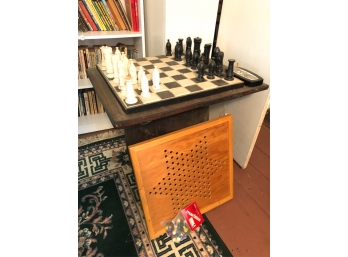 TILED CHECKER SET W/ CHINESE CHECKER AND (1) OTHER
