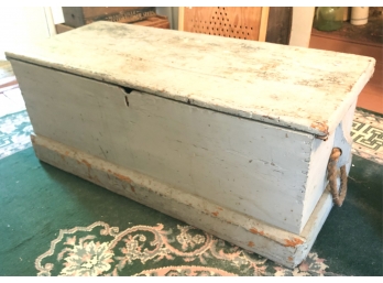 GREY PAINTED SEA CHEST W/ ROPE BECKETS