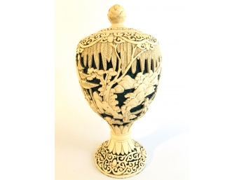 CARVED ASIAN COVERED URN