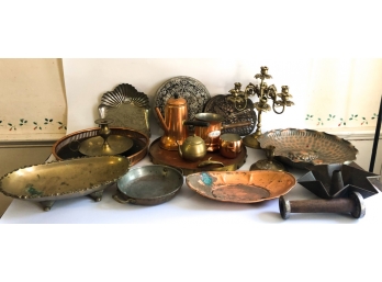 LARGE LOT COPPER AND BRASS WARES