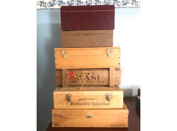 HUMIDOR W/ (5) CIGAR AND WINE BOXES