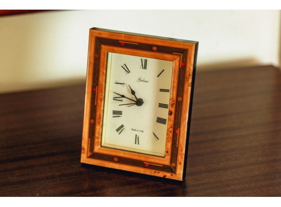 GALASSI INLAID WOODEN DESK CLOCK MADE IN ITALY