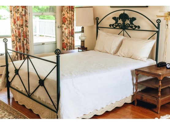 WROUGHT IRON QUEEN-SIZED BED with LOVEBIRDS