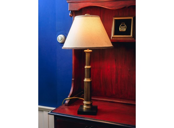 TELESCOPE-FORM BRASS TABLE LAMP with IRON BASE