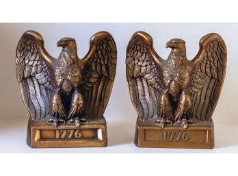 PAIR OF PATRIOTIC  BRASS AMERICAN EAGLE BOOKENDS