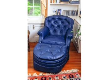 LEATHER UPHOLSTERED ARMCHAIR with OTTOMAN