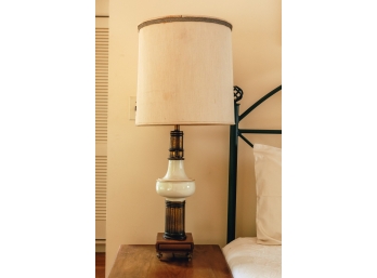 TABLE LAMP With CERAMIC, BRASS & WOOD BASE