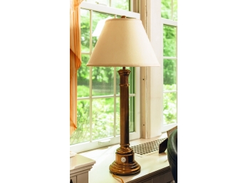 BRASS TABLE LAMP with FLUTED COLUMN BASE