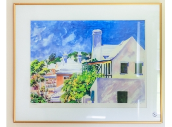 AMY EVANS SIGNED COLOR PRINT OF BERMUDA SIGNED
