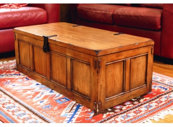 DISTRESSED IRON BOUND PANELED CHEST / COFFEE TABLE