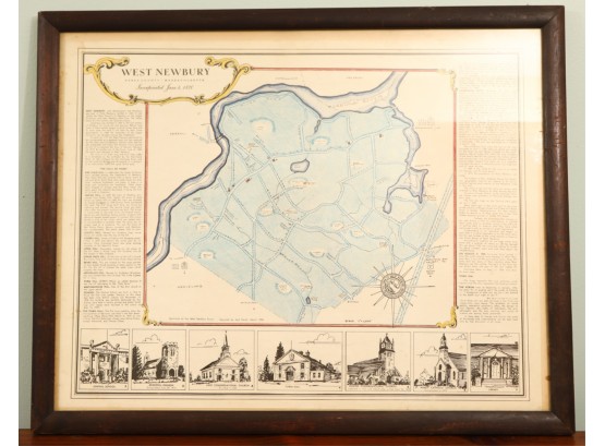 1955 ILLUSTRATED MAP OF WEST NEWBURY