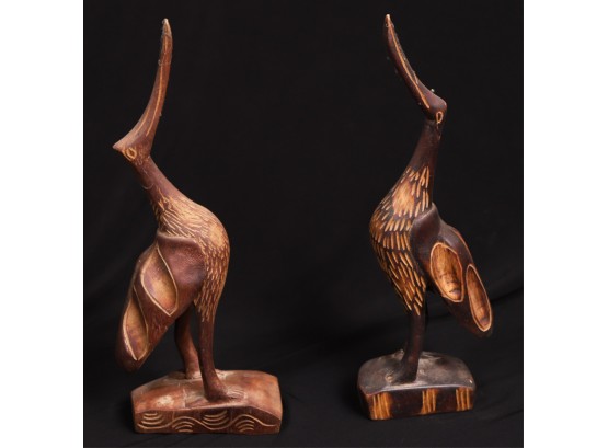 PAIR OF AFRICAN CARVED BIRDS