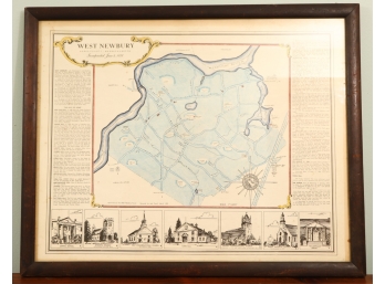 1955 ILLUSTRATED MAP OF WEST NEWBURY