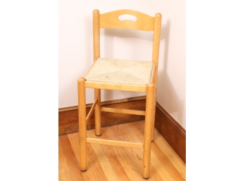 MAPLE HIGH BACKED STOOL with RUSH SEAT