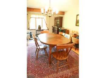 VINTAGE PINE and OAK DINING TABLE & (5) CHAIRS