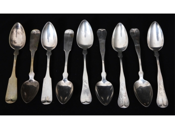 GROUPING OF COIN SILVER TEASPOONS