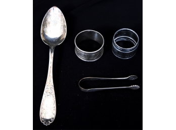GROUPING OF STERLING SILVERWARES & NAPKIN RINGS