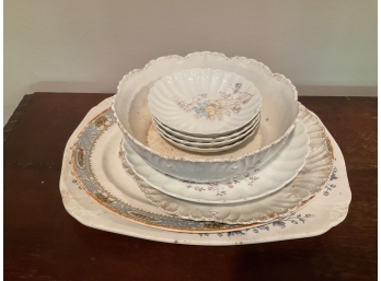 GROUPING OF BONE CHINA SERVING PIECES ETC