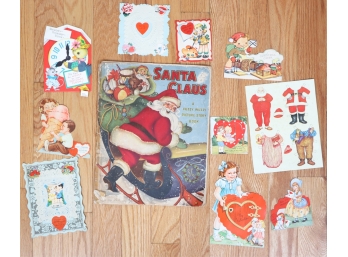 GROUPING OF VALENTINE'S and CHRISTMAS CARDS & BOOK