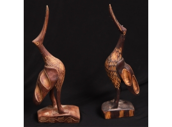 PAIR OF AFRICAN CARVED BIRDS