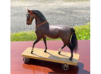ANTIQUE PAINTED HORSE PULL TOY