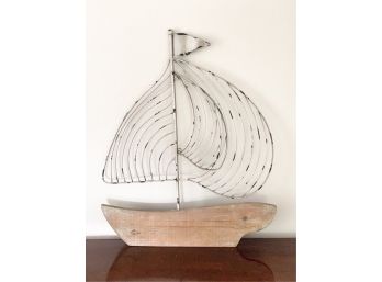 DECORATIVE PAINTED AND WROUGHT SAILBOAT