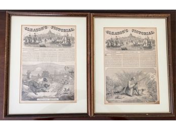 (2) FRAMED 'GLEASON'S PICTORIAL' PAGES FROM 1853